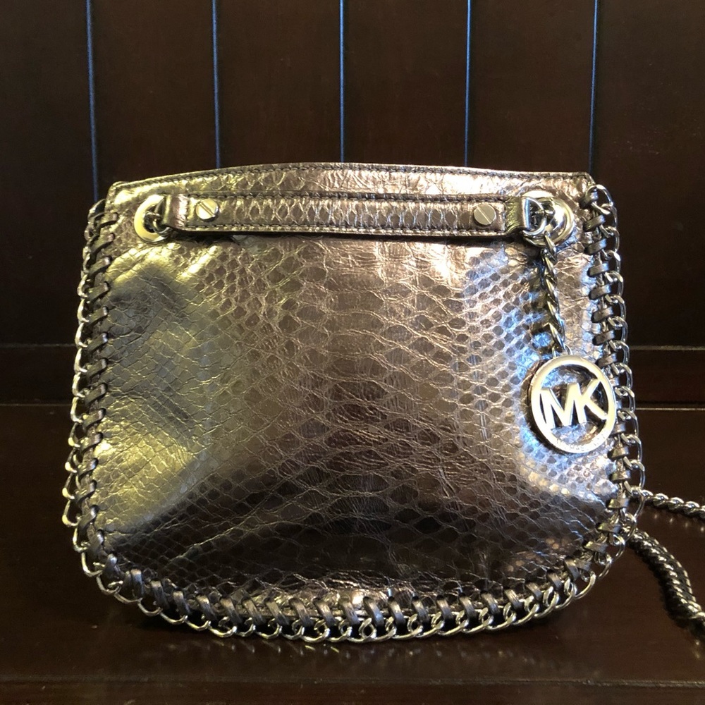 Michael Kors Silver Croc Leather Crossbody